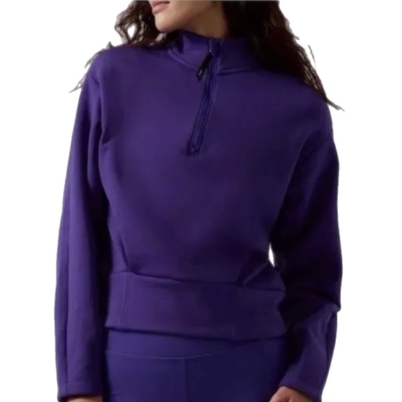 Athleta Tops - Athleta Blue Purple Altitude Polartec Half Zip Pullover Cropped Sweatshirt XL